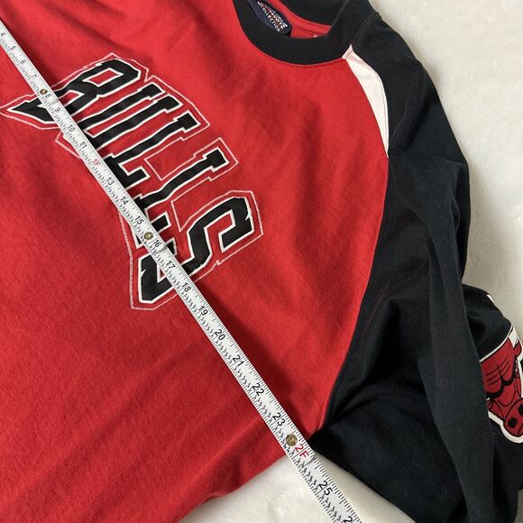 Mens NBA Chicago Bulls 3/4 Sleeve Shirt Black Red Size XL Patch Logo Late 2000s - Picture 11 of 11